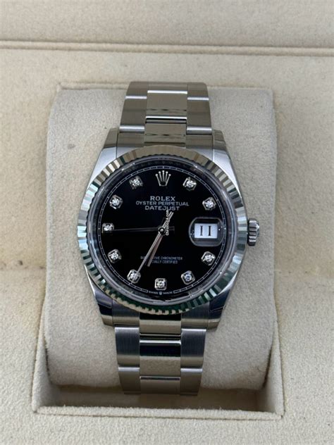 Rolex Datejust 36 NUOVO 2023 quadrante nero in diamanti full.